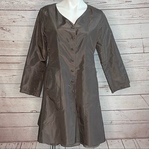 Eileen Fisher Silk Button Down Layered Hem Dress S
